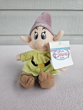 Disney Store Mini Bean Bag Dopey 7" Plush Snow White & The Seven Dwarfs Dwarves